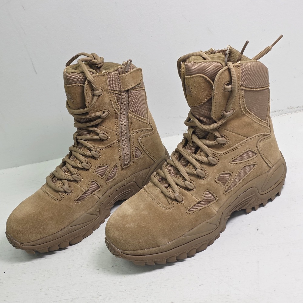 Reebok 8" Rapid Response RB Tactical Boot Coyote Side Zip Comp Toe 8" Sz 7 M - Picture 2 of 13